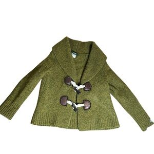 J.Crew Toddler Wool Cashmere Horn Toggle Button Sweater Coat Green Est 4T Preppy